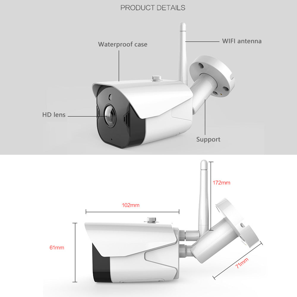 1080P Home Security Camera Outdoor WiFi Surveillance Bullet Camera IP66 Waterproof Night Vision Motion Detection Work with Tuya